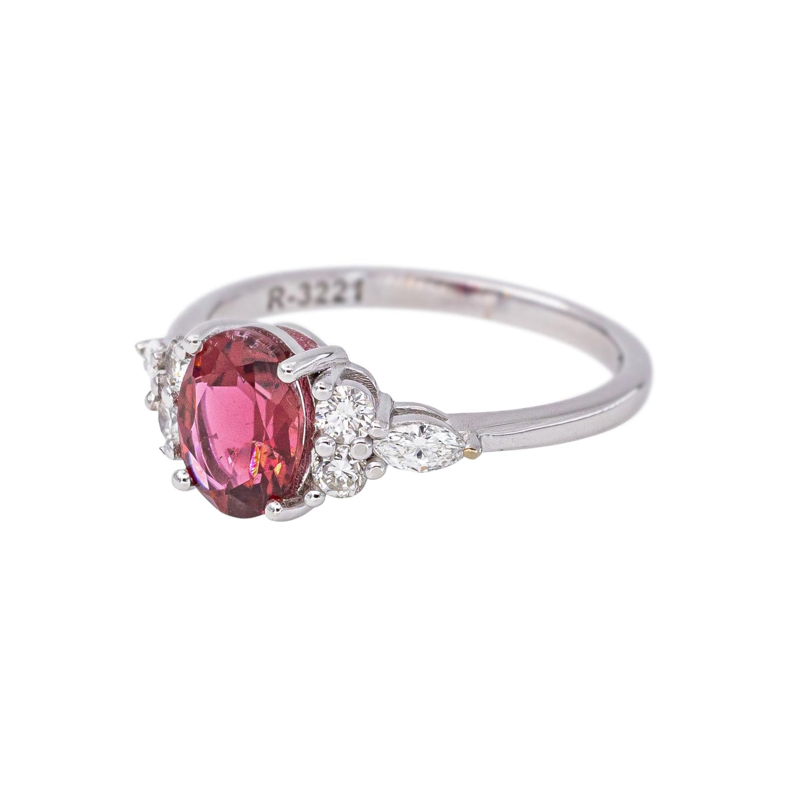 Bague Or blanc Tourmaline rose