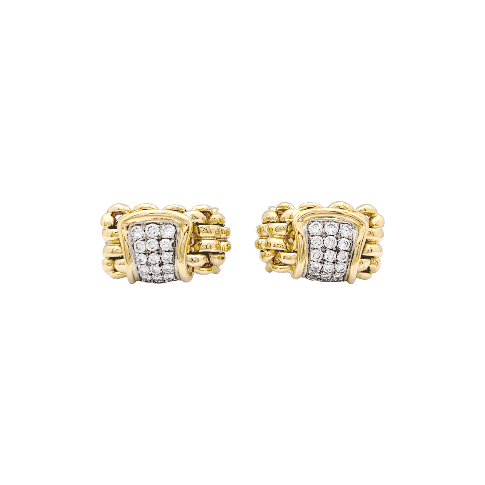 Boucles d'oreilles "Mailles" vintage deux tons d'ors et diamants.