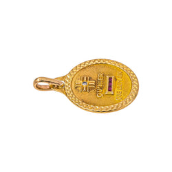 Pendentif AUGIS "Médaille d'amour" en or jaune, rubis et diamant