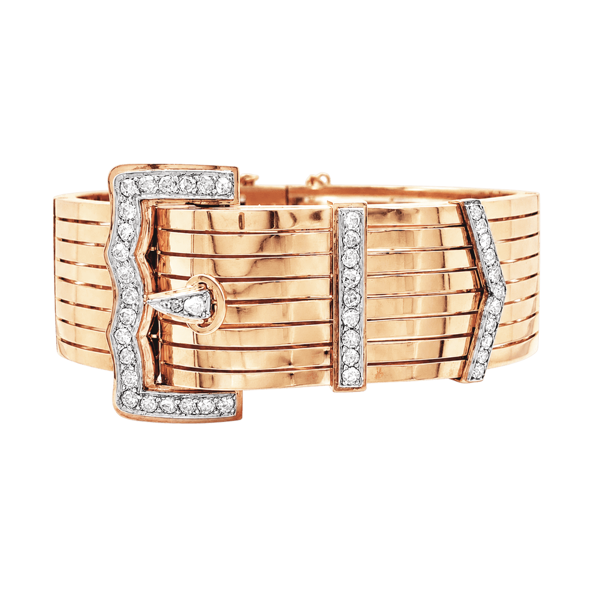 Bracelet Ceinture en or rose, platine et diamants