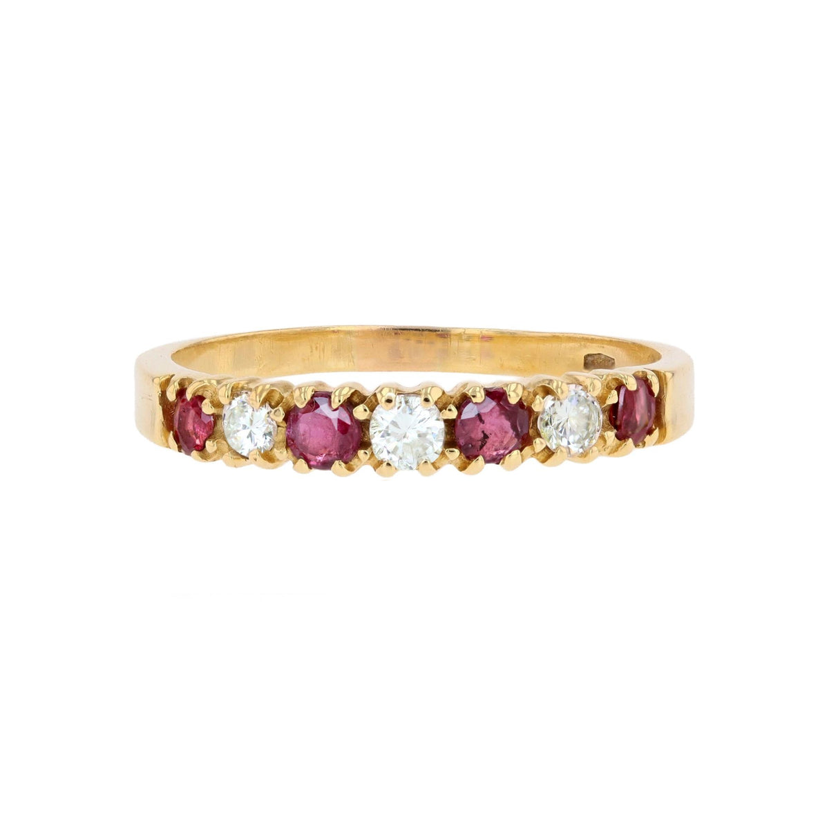 Bague Alliance en or jaune, rubis et diamants