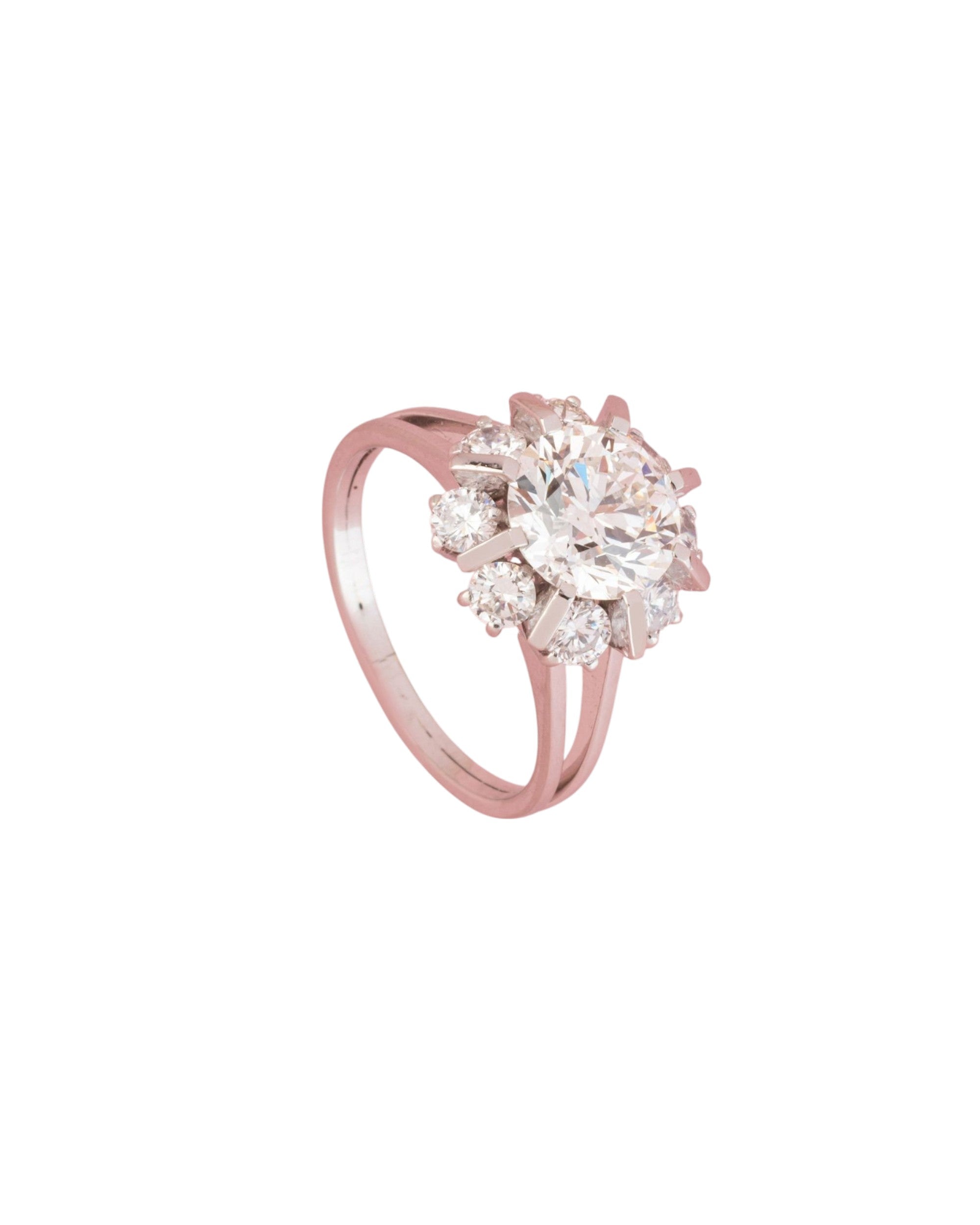 Bague Marguerite en platine et diamants
