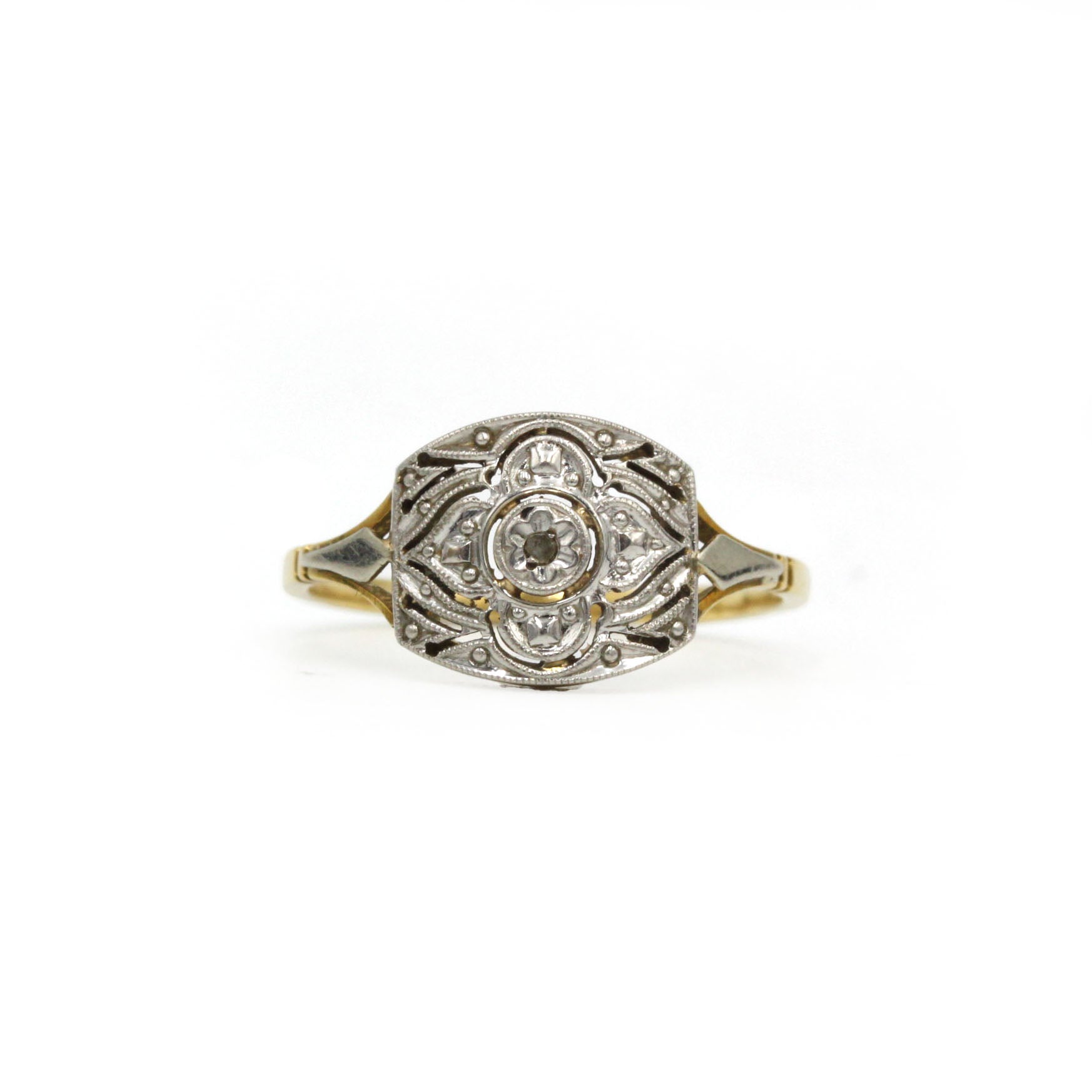 Bague Art Déco en or, platine et diamant