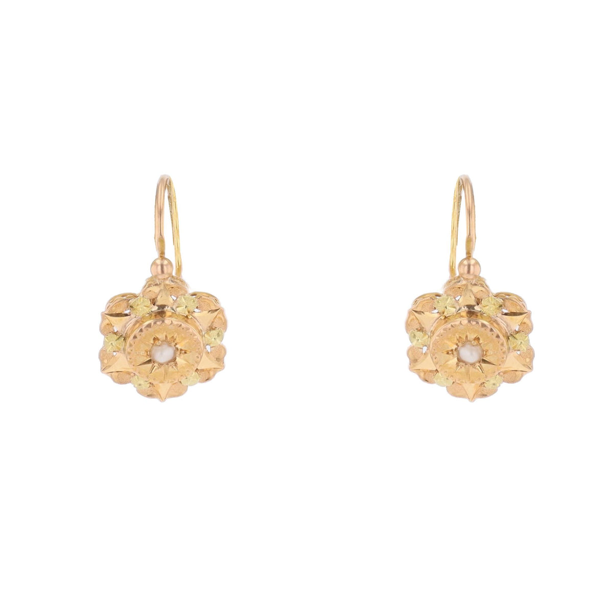 Boucles d'oreilles Dormeuses en or rose et perles