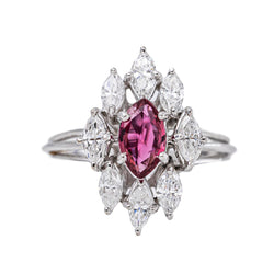 Bague Marquise Or blanc Rubis