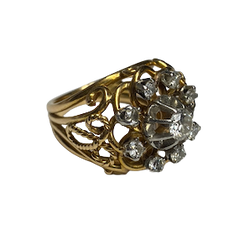 Bague Dôme en or jaune et diamants
