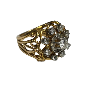 Bague Dôme en or jaune et diamants