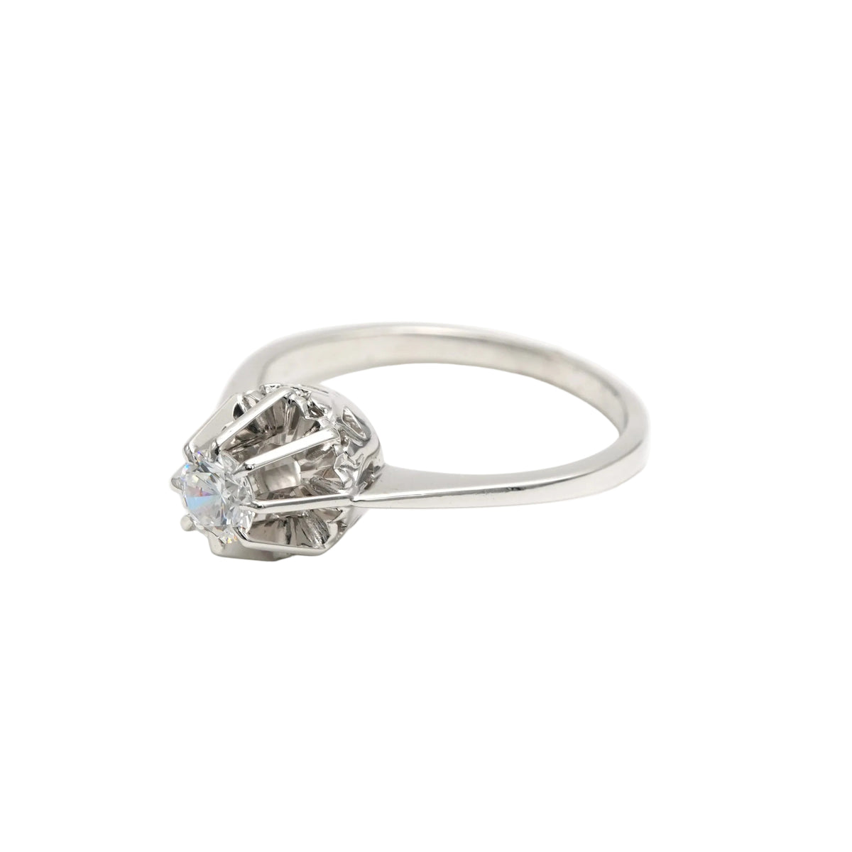 Bague Solitaire en or blanc et zirconium