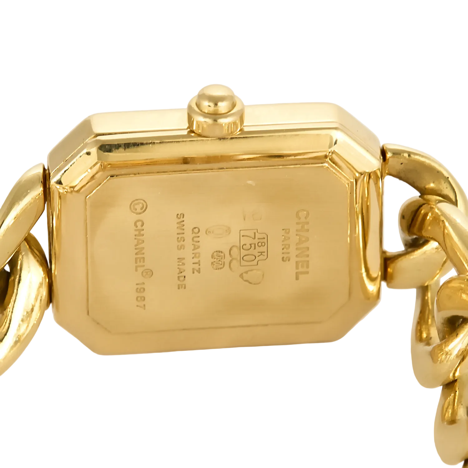 Montre CHANEL Première en or jaune, acier, onyx, laqué et quartz