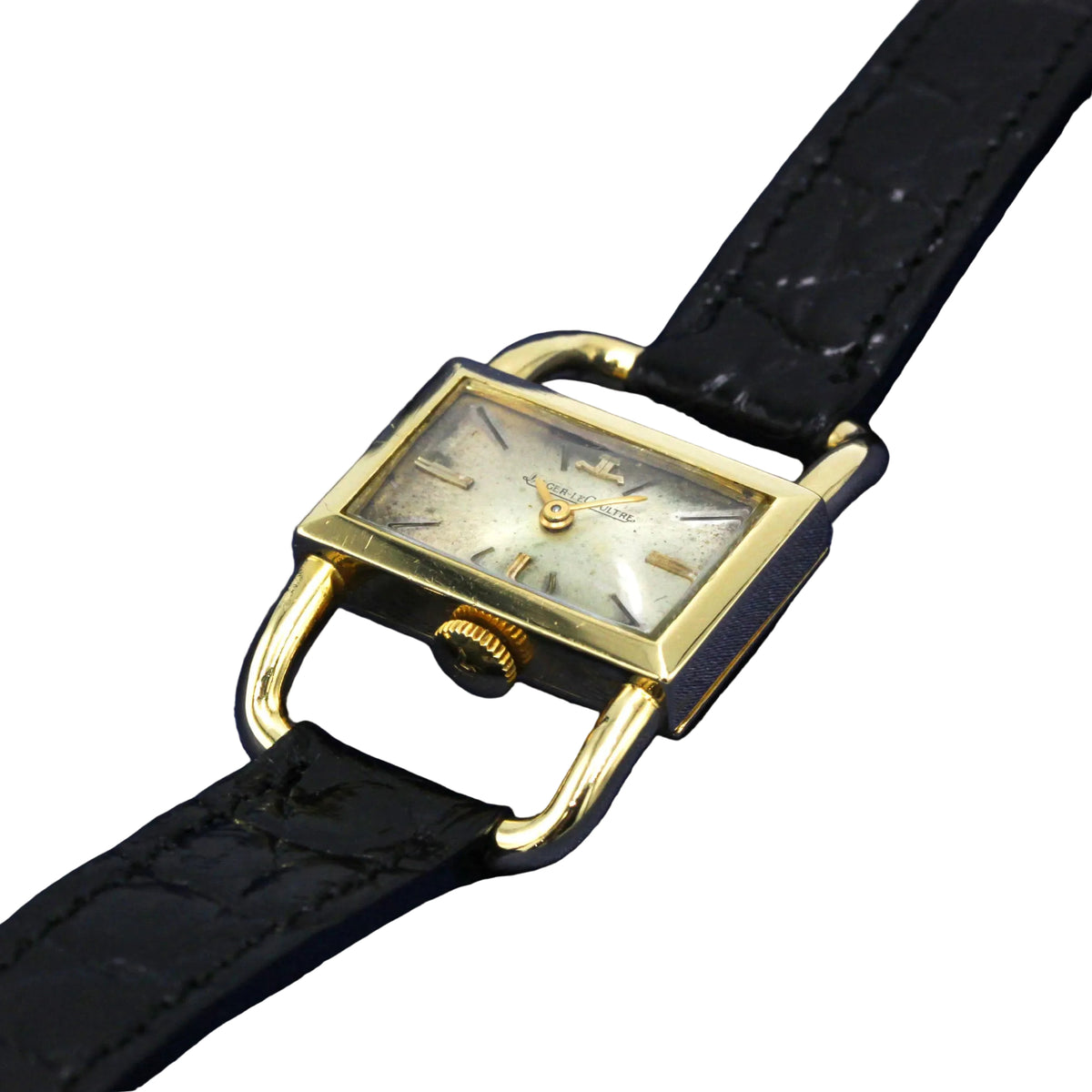 Montre JAEGER LECOULTRE X HERMÈS "Étrier" en or jaune et cuir
