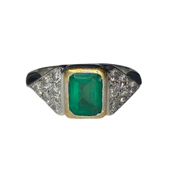 Bague en or blanc, or jaune, émeraude et diamants