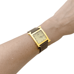 Montre Hermès, "Heure H", plaqué or, acier.