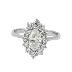 Bague Marquise en or blanc et diamants
