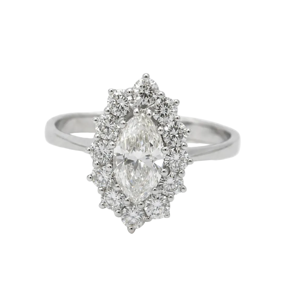 Bague Marquise en or blanc et diamants