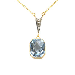 Collier Pendentif en or blanc, or jaune, topaze et diamant