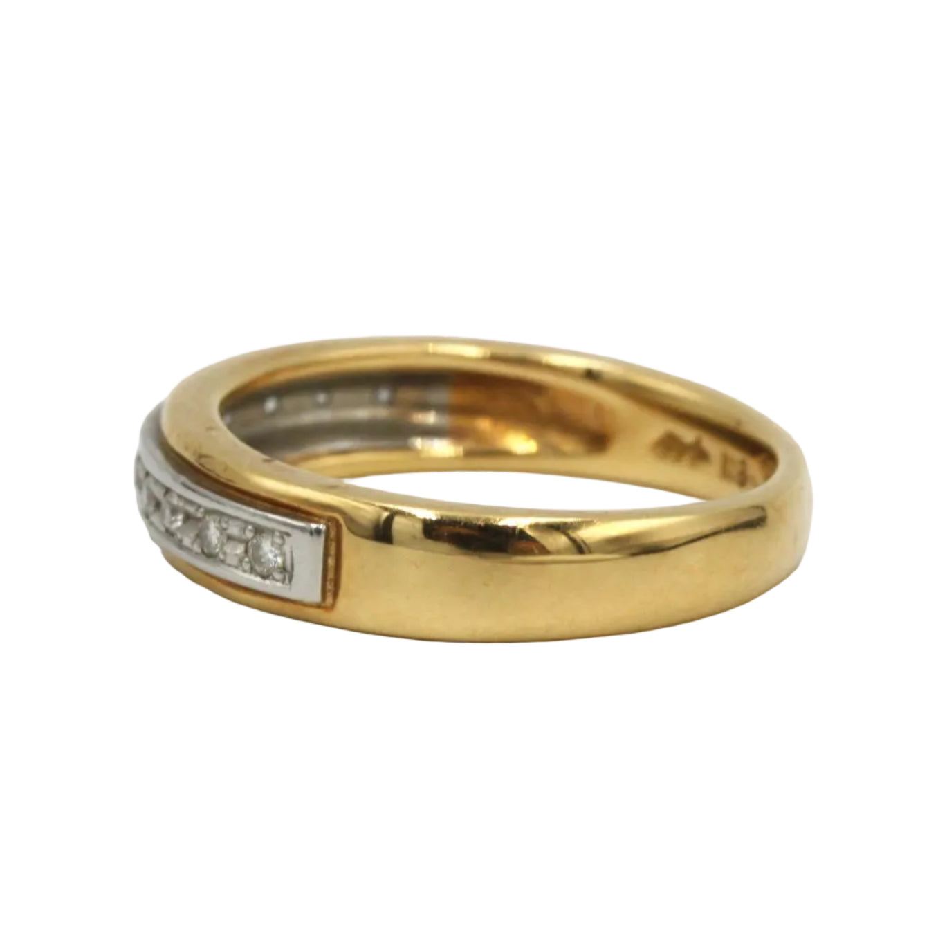 Bague Alliance en or jaune, platine et diamants