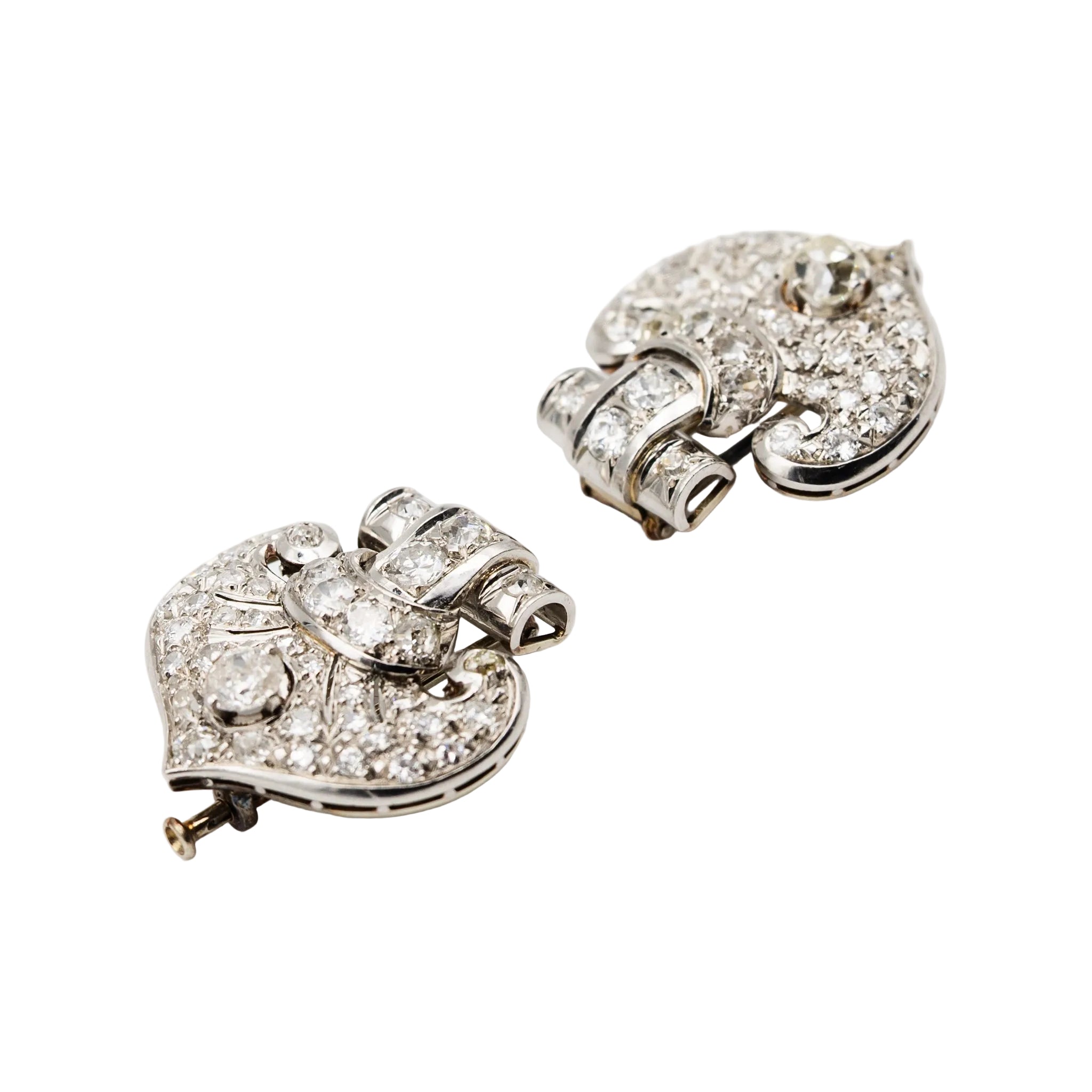 Broche Clip en or blanc et diamants