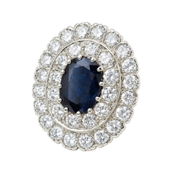 Bague Pompadour en or blanc, or jaune, saphir et diamants