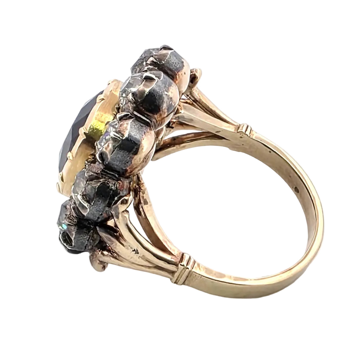 Bague Marguerite en or jaune, argent, saphir et diamants