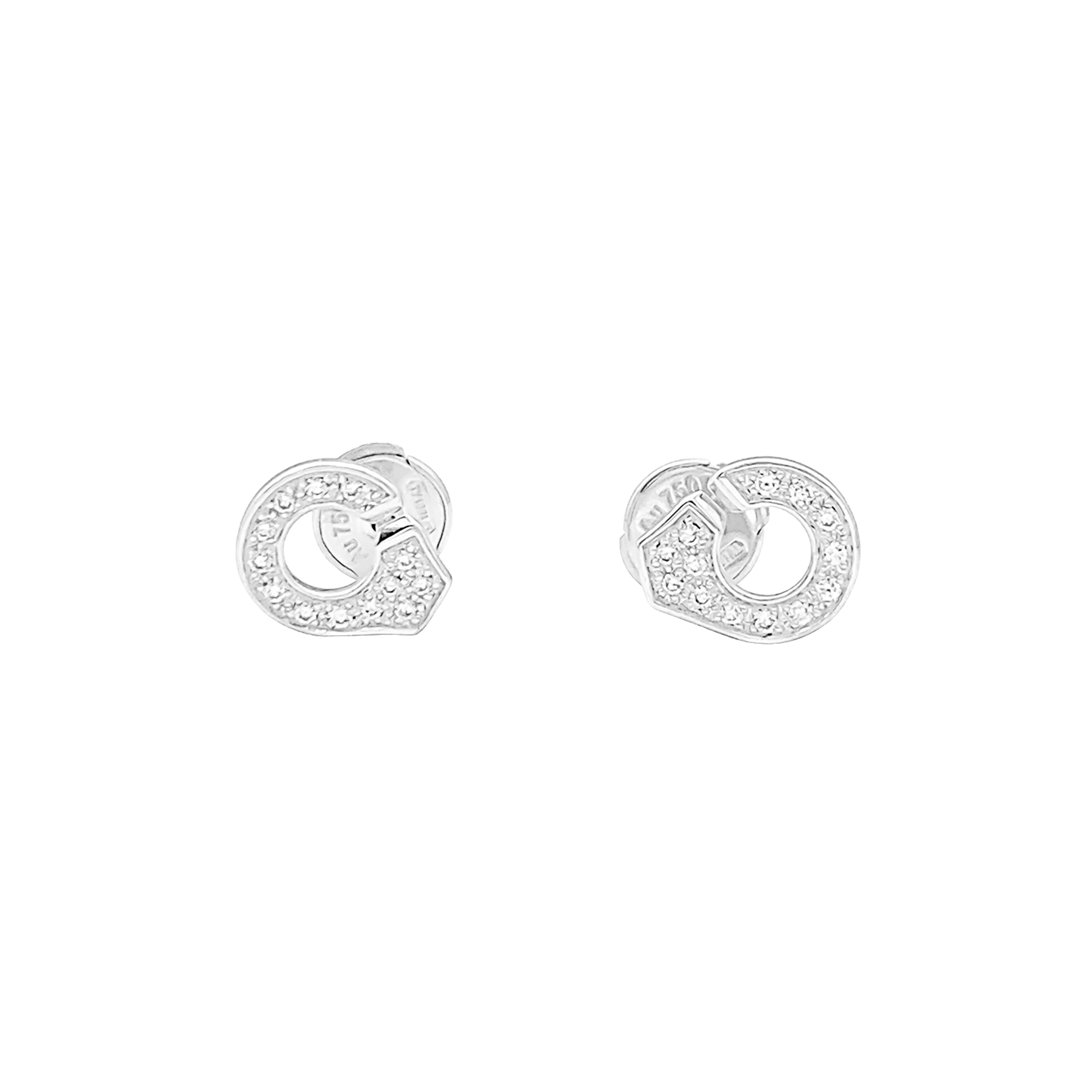 Puces d'oreilles Dinh Van, "Menottes" or blanc et diamants.