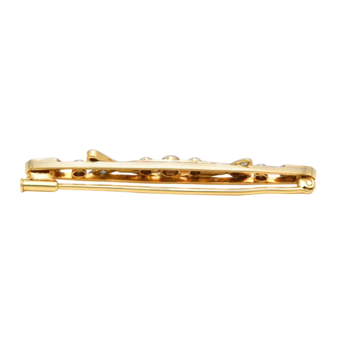 Broche Barrette en or blanc, or jaune et diamants