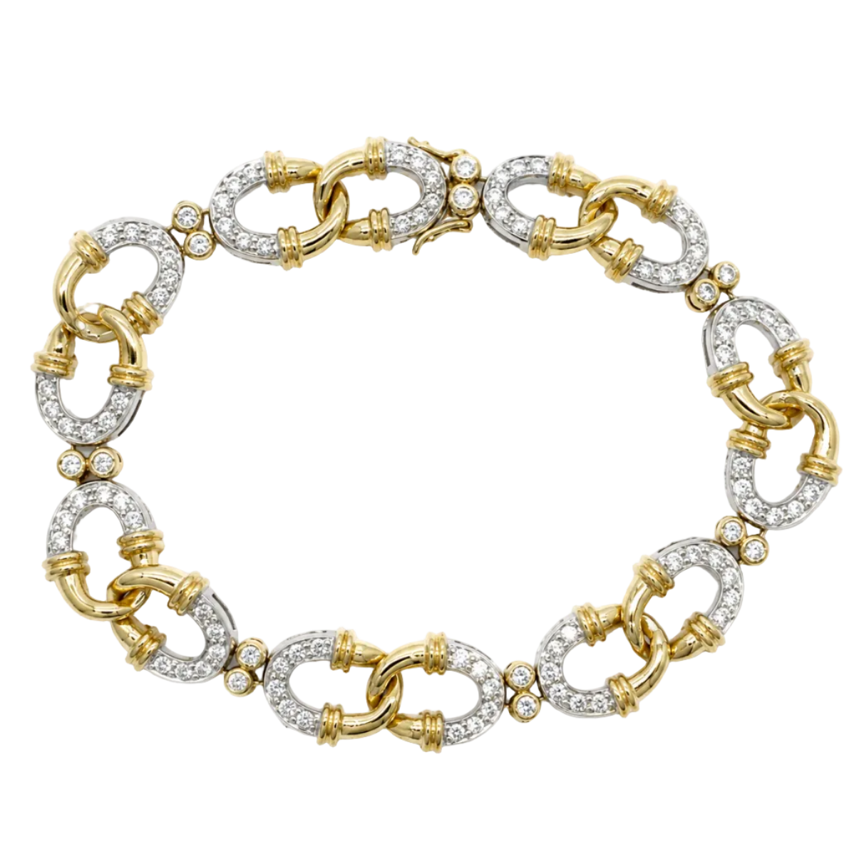 Bracelet Maille en or blanc, or jaune et diamants