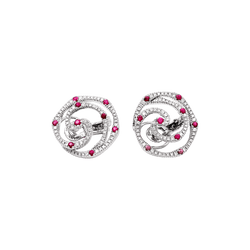 Boucles d'oreilles Giovanni Ferraris, or blanc, diamants et rubis.