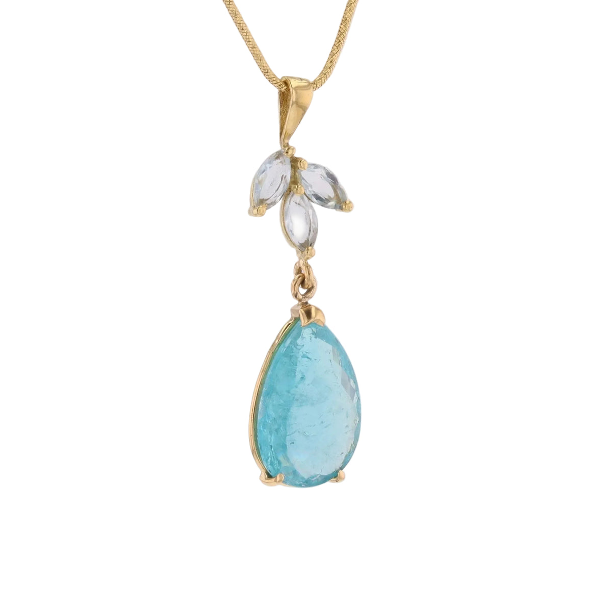 Pendentif en or jaune et aigues-marines