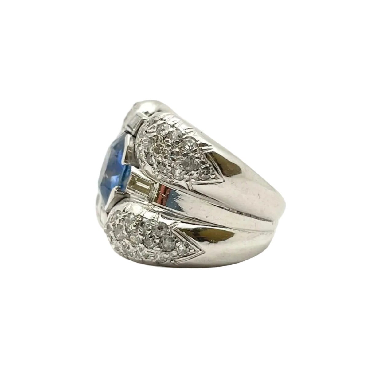Bague Cocktail en or blanc, saphir et diamants