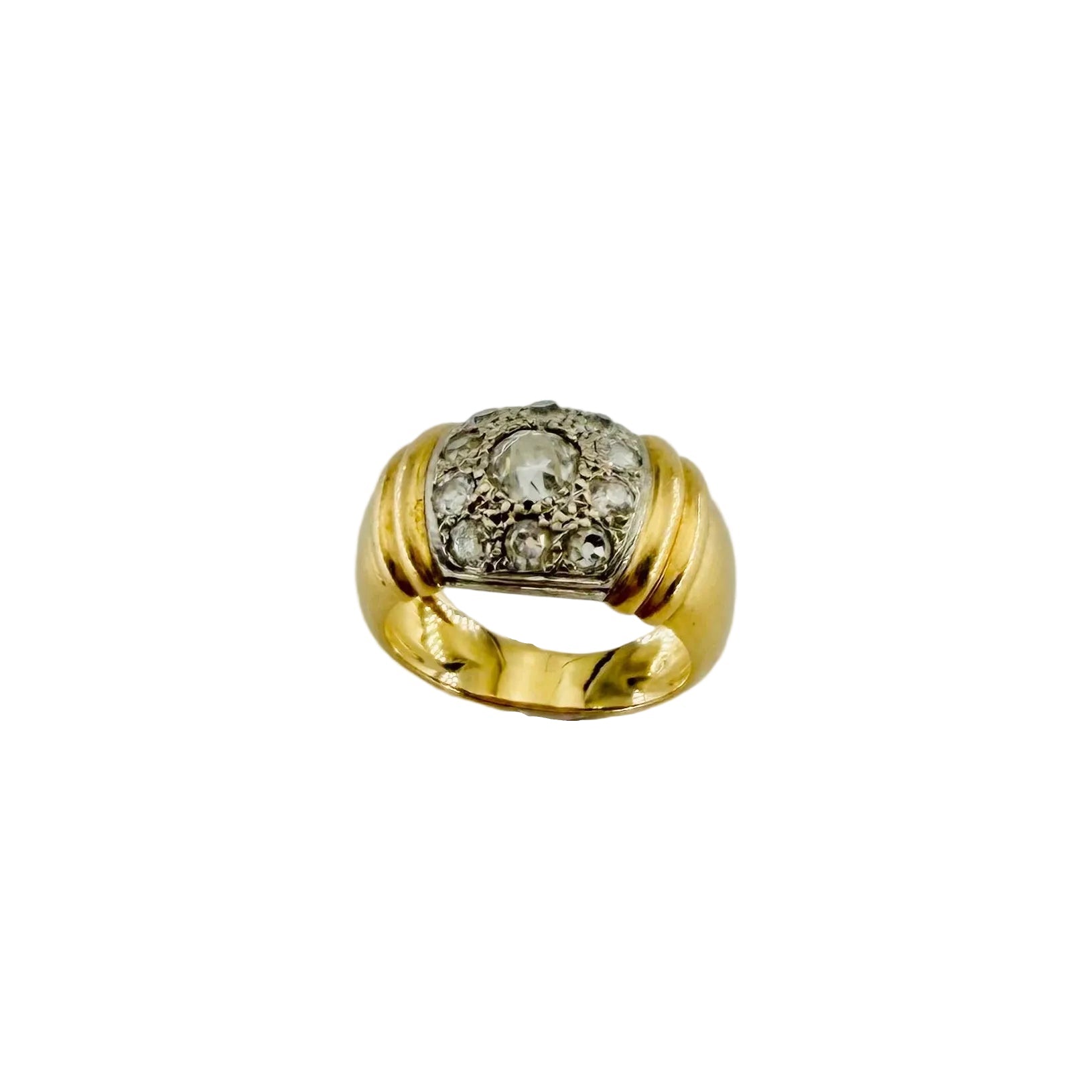 Bague Jonc en or blanc, or jaune et diamants