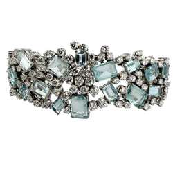 Bracelet en or blanc, aigues-marines et diamants