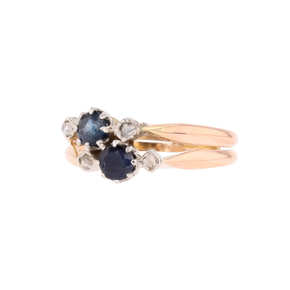 Bague Toi & Moi en or rose, saphirs et diamants