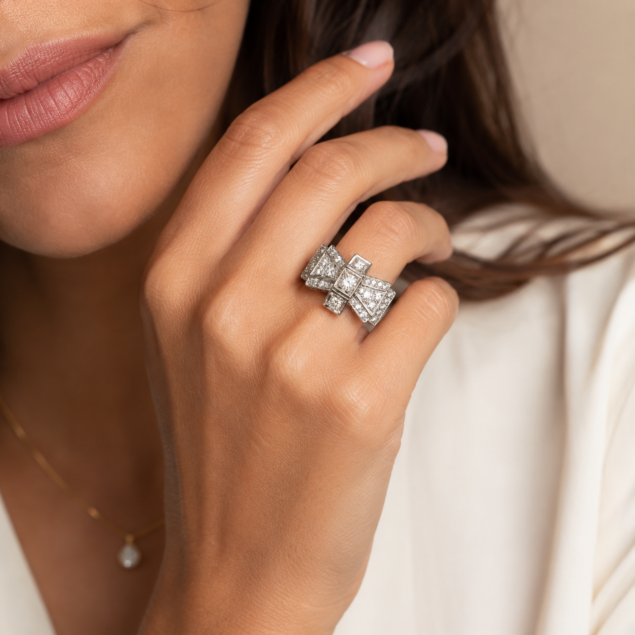 Bague Tank en or rose et diamants