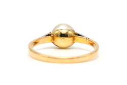 Bague Solitaire en or blanc, or jaune, perle et diamants