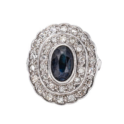 Bague  Pompadour  Or blanc  Saphir