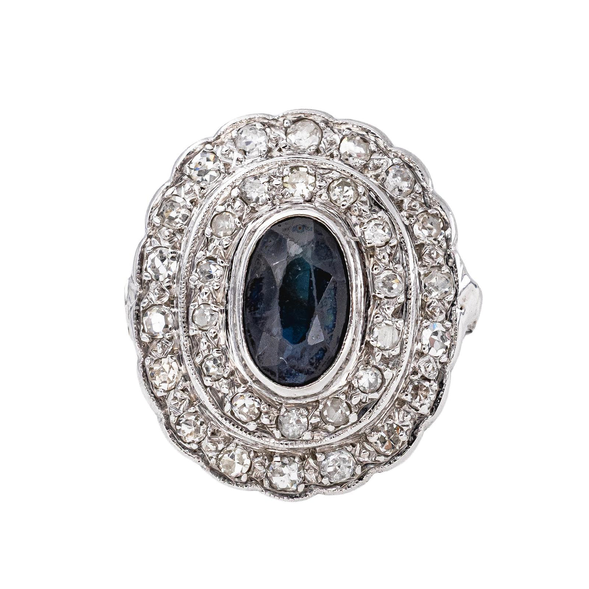 Bague  Pompadour  Or blanc  Saphir