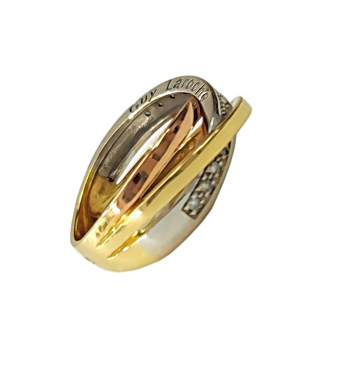 Bague Alliance GUY LAROCHE en or blanc, or jaune, or rose et diamants