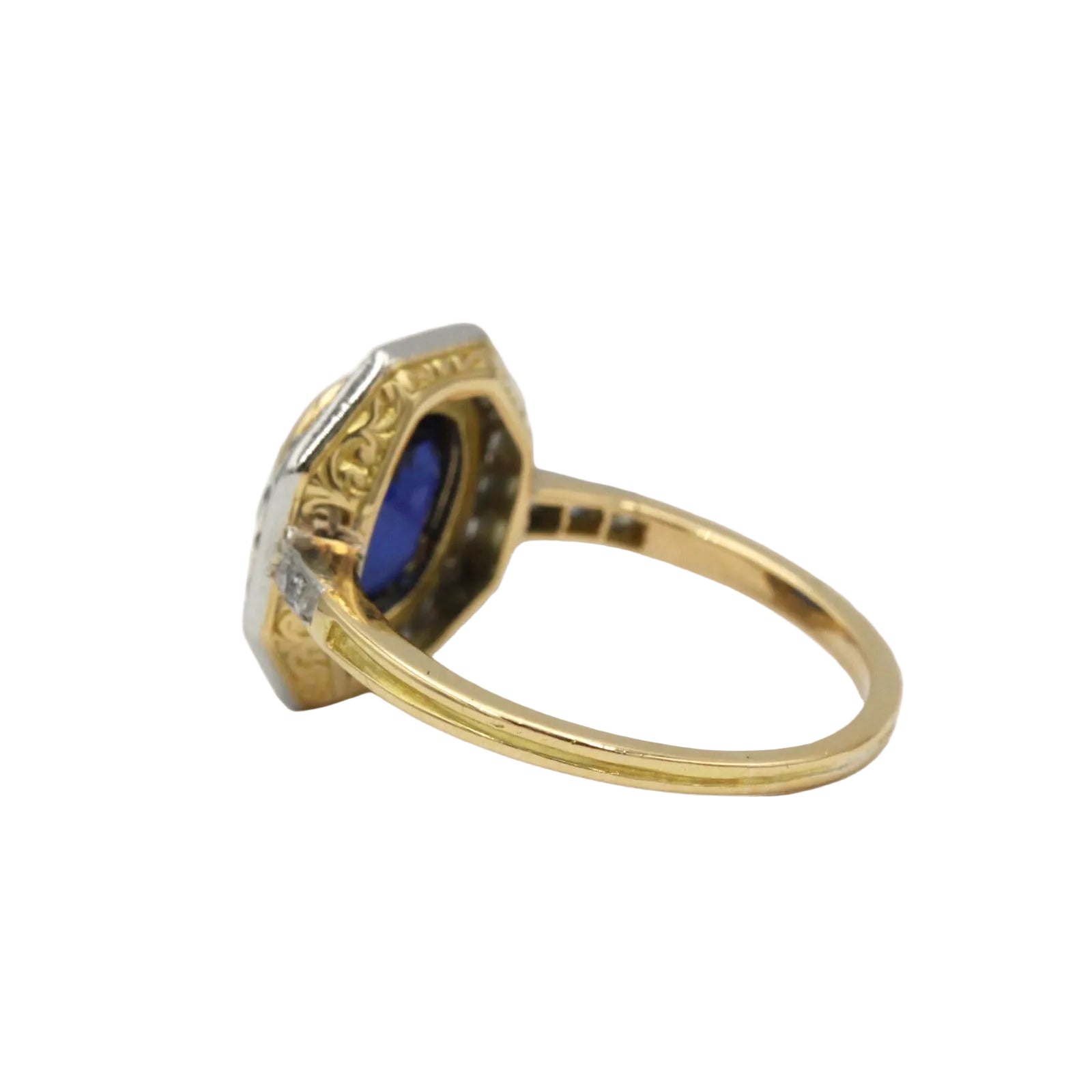 Bague Entourage en or jaune, platine, saphir et diamants