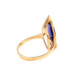 Bague Solitaire en or jaune et améthyste