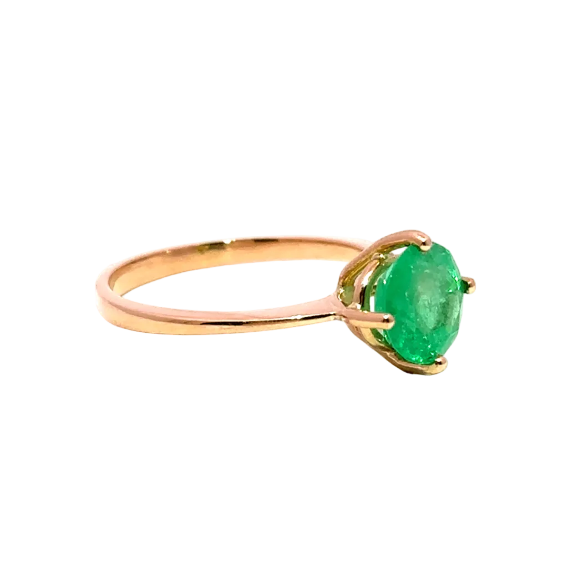 Bague Solitaire en or jaune et émeraude