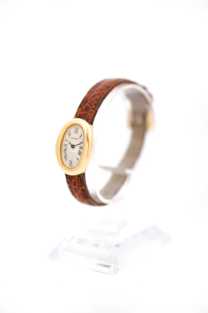 Montre CARTIER Baignoire en or jaune et cuir