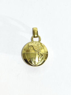 Pendentif Globe Terrestre en or jaune