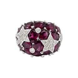 Bague Dôme en or blanc, tourmalines et diamants