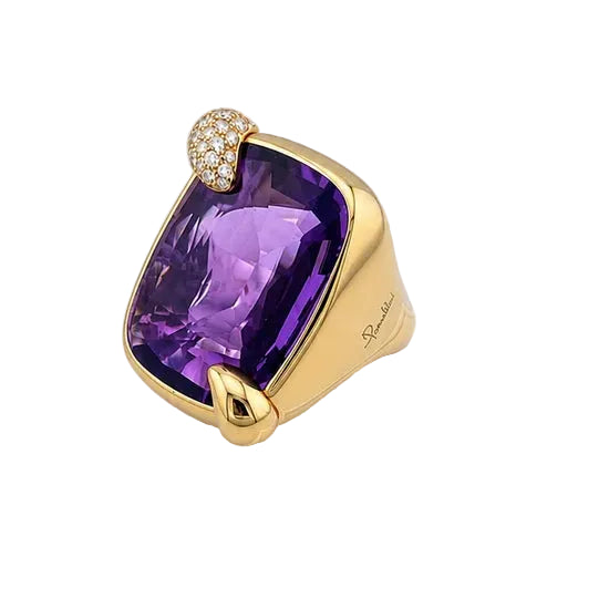 Bague Cocktail POMELLATO en or jaune, améthyste et diamants