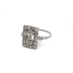 Bague Art Déco en or blanc et diamants