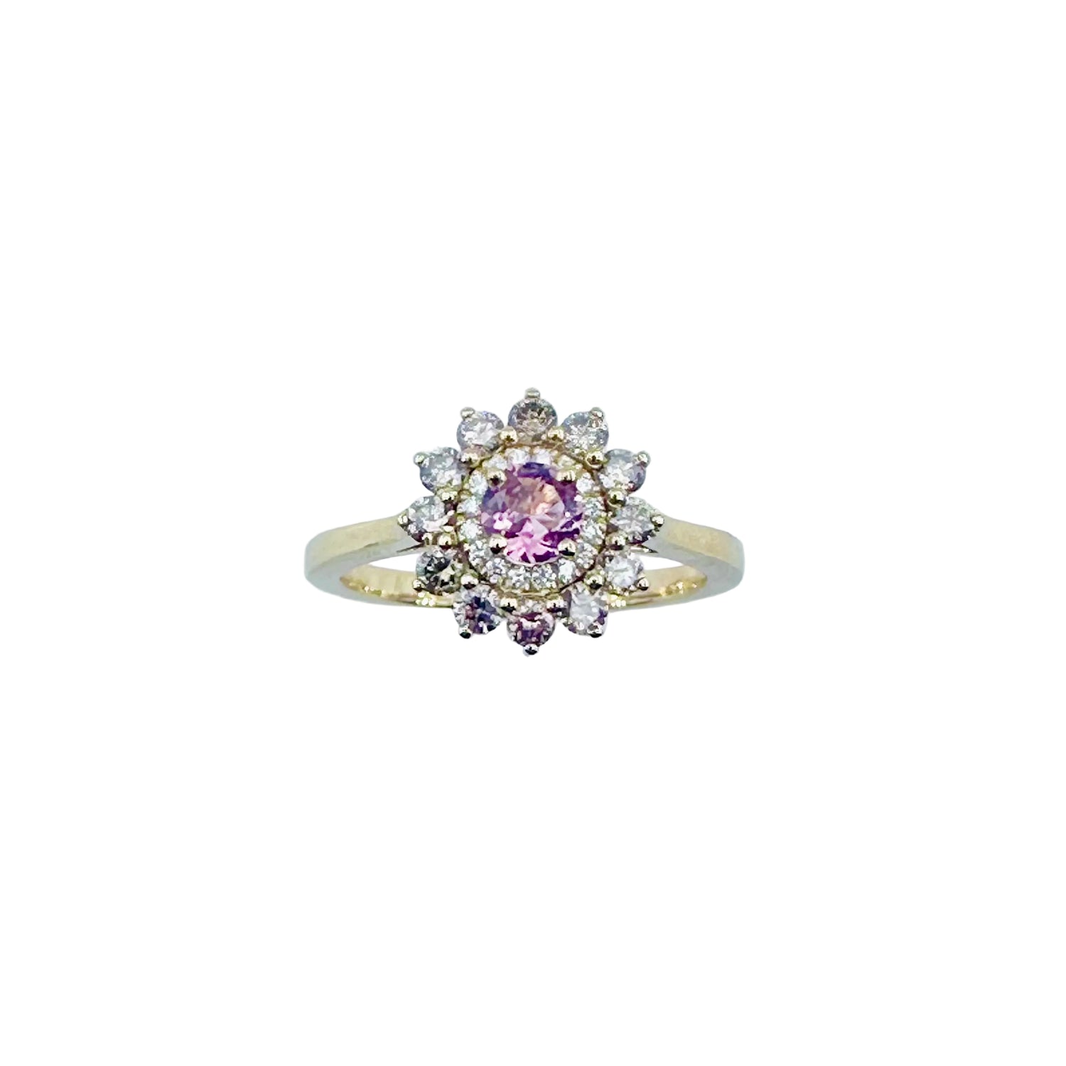 Bague Entourage GEMMYO "Lefkos Camaïeux" en or jaune, tourmaline et diamants