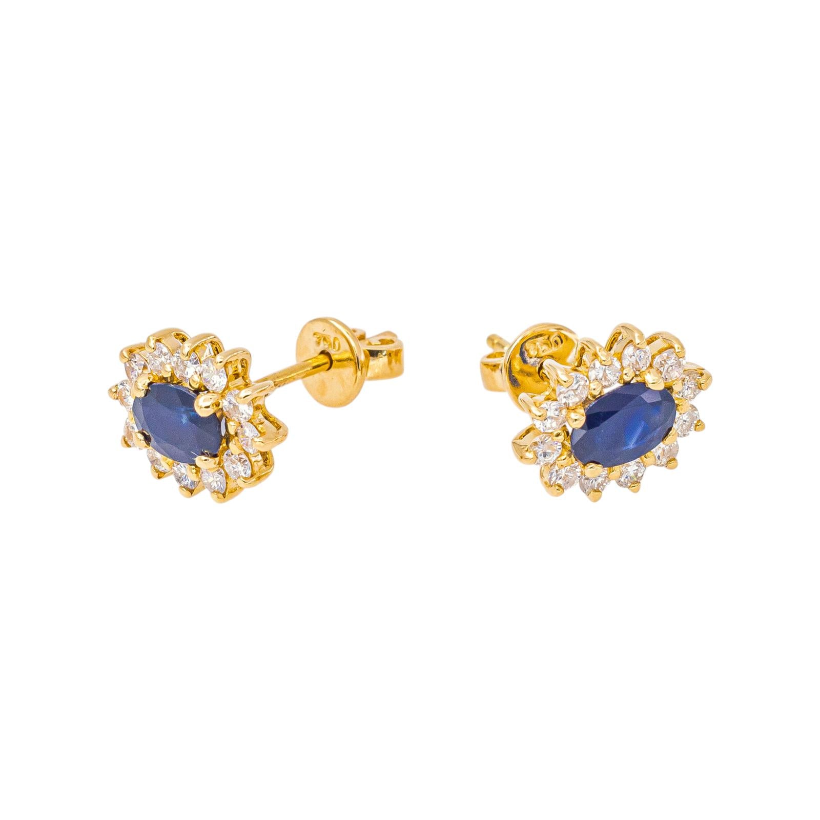Boucles d'oreilles Puces Or jaune Saphir
