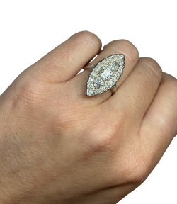 BAGUE OR BLANC 18K MARQUISE  (T.48)