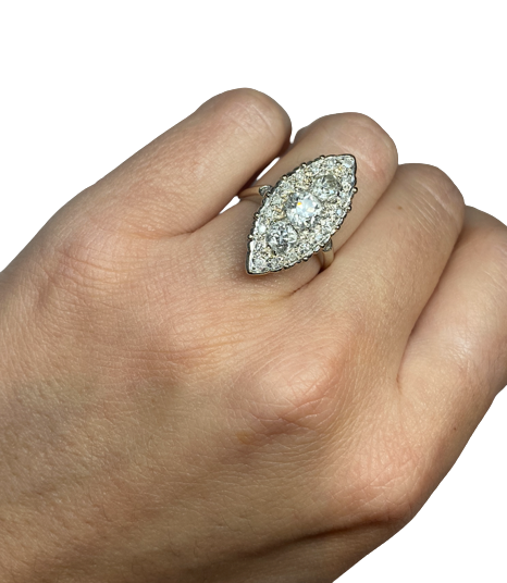 BAGUE OR BLANC 18K MARQUISE  (T.48)