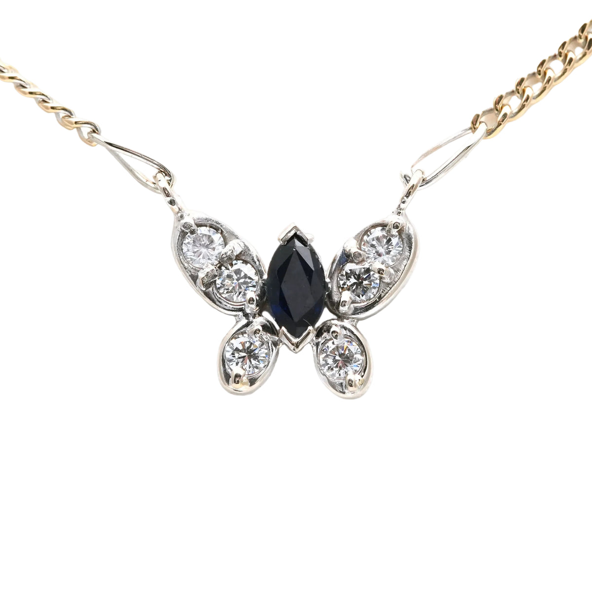 Collier Pendentif en or blanc, or jaune, saphir et diamants